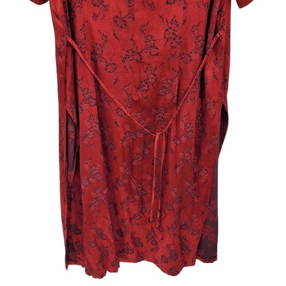 Vtg 90's Duster Cosplay Geisha Kimono Frog Knot High Slits Red Metallic  Sz 22 - Picture 12 of 14